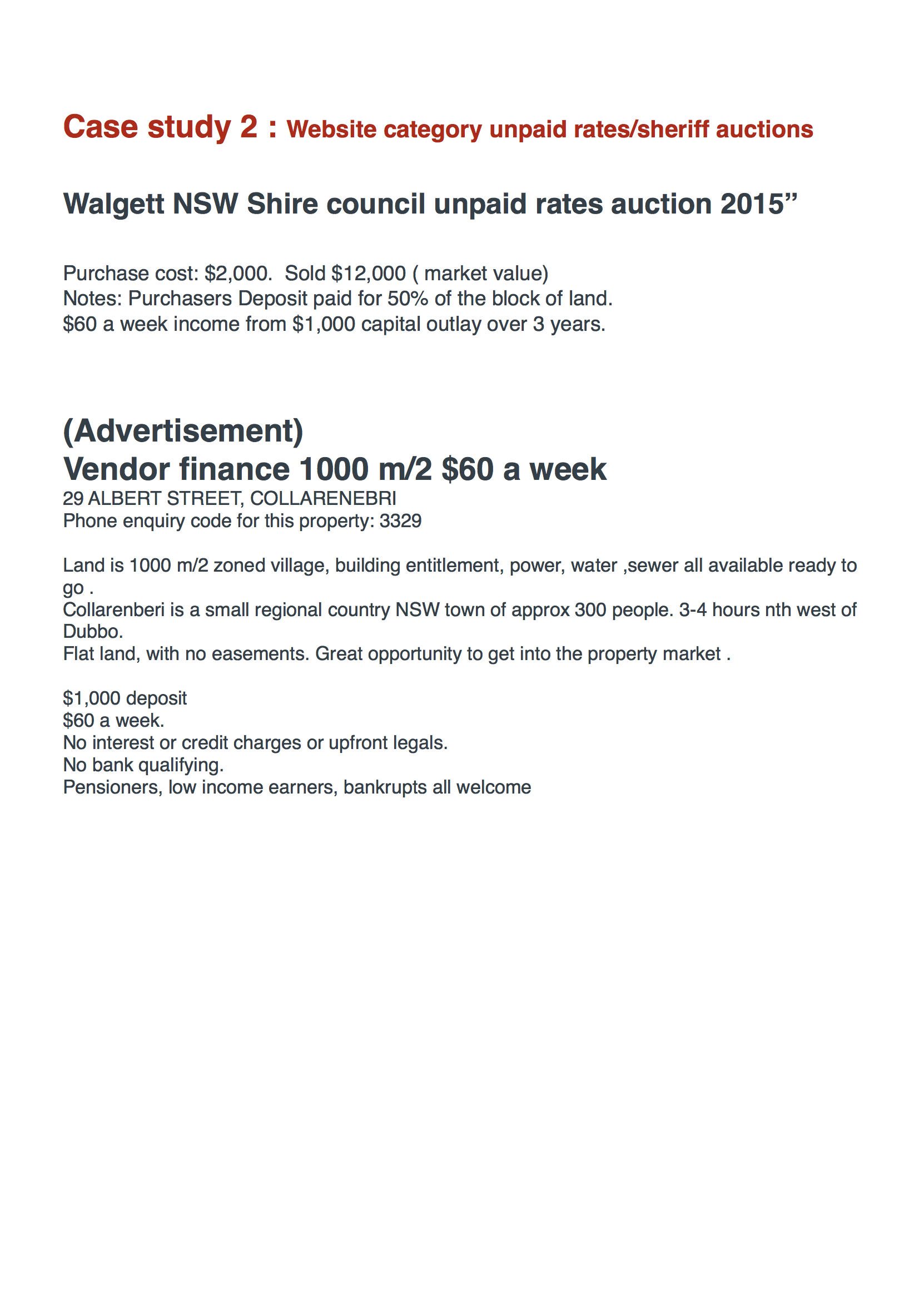 Council Auctions for Unpaid Rates